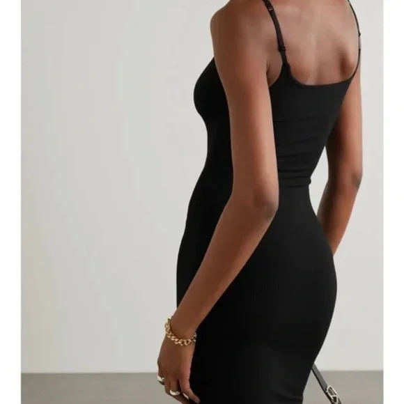 Skims Black Ribbed Slip Dress – Size L – Like New - Picture 2 of 8